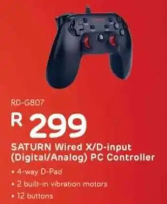 Computer Mania Redragon Saturn Wired X/D-input Digital/ Analog PC Controller offer