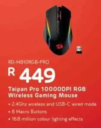 Computer Mania Redragon Taipan Pro 10000DPI RGB Wireless Gaming Mouse offer