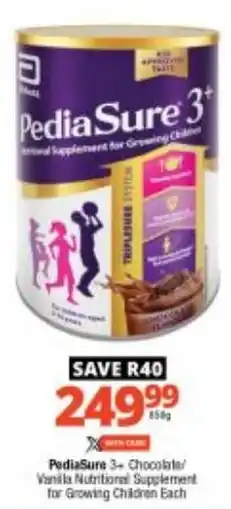 Checkers PediaSure 3+ Chocolate Vanilla Nutritional Supplement for Growing Children offer