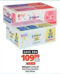 Checkers Johnson's Gentle All Over/ Extra Sensitive Baby Wipes offer