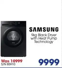 Hirsch's Samsung 9kg black dryer with heat pump technology offer