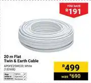 Builders Warehouse 20m Flat Twin & Earth Cable (White) APDFE25WE20 offer