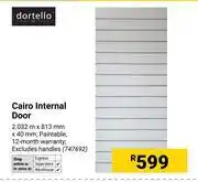 Builders Warehouse Dortello Cairo Internal Door 2.032m X 813mm X 40mm 747692 offer