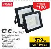 Builders Warehouse Eurolux 50W LED Twin Pack Floodlight 850032315-Per Pack offer