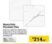 Builders Warehouse Marco Polo Porcelain Tiles 600mm X 600mm 850006572, 850006573-Per m² offer