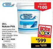 Builders Warehouse Berger Master 20Ltr Nukote PVA 98879 offer