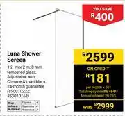 Builders Warehouse Lusso Luna Shower Screen 1.2m X 2m 850010222, 850010168 offer