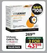 Dis-Chem VirAway Cold & Flu 60 Plus 60 Capsules-For 2 offer