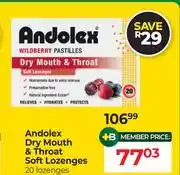 Dis-Chem Andolex Dry Mouth & Throat Soft Lozenges 20 Lozenges offer