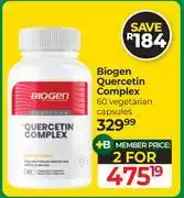 Dis-Chem Biogen Quercetin Complex 60 Vegetarian Capsules-For 2 offer