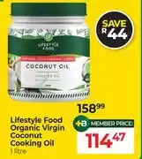 Dis-Chem Lifestyle Food Organic Virgin Coconut Cooking Oil-1L offer