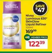 Dis-Chem Nivea Luminous 630 Degree Skin Glow Liquid Refiner-100ml offer