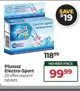 Dis-Chem Plusssz Electro Sport 20 Effervescent Tablets offer