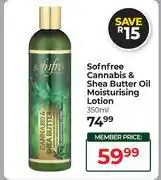 Dis-Chem Sofnfree Cannabis & Shea Butter Oil Moisturising Lotion-350ml offer