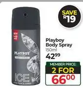Dis-Chem Playboy Body Spray-For 2 x 150ml offer