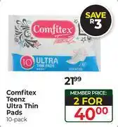 Dis-Chem Comfitex Teenz Ultra Thin Pads-For 2 x 10's Pack offer