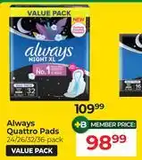 Dis-Chem Always Quattro Pads (24/26/32/36 Pack)-Per Pack offer