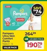 Dis-Chem Pampers Ultra Skin Comfort Pants (Size 3-6)-Per Pack offer