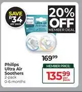 Dis-Chem Philips Ultra Air Soothers 2's Pack (0-6 Months)-Per Pack offer