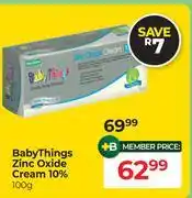 Dis-Chem Baby Things Zinc Oxide Cream 10%-100g offer