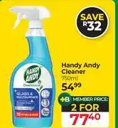 Dis-Chem Handy Andy Cleaner-For 2 x 750ml offer