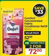 Dis-Chem Comfort Concentrated Fabric Conditioner Refill-For 2 x 800ml offer