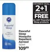 Dis-Chem Peaceful Sleep Mosquito Repellent Aersol (2 + 1 Cheapest Free)-150ml offer