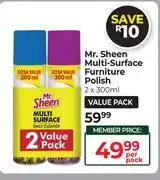 Dis-Chem Mr. Sheen Multi-Surface Furniture Polish 2 x 300ml-Per Pack offer