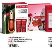 Dis-Chem Clarins Double Serum 50ml Plus Super Restorative Day & Night Cream 15ml 3 Piece-Per Set offer