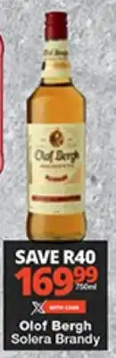 Checkers Olof Bergh Solera Brandy offer