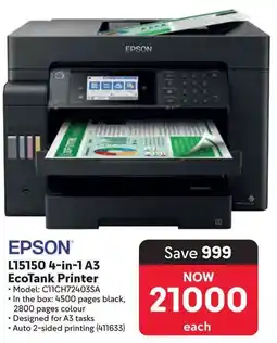 Makro Epson L15150 4-in-1 A3 EcoTank Printer offer