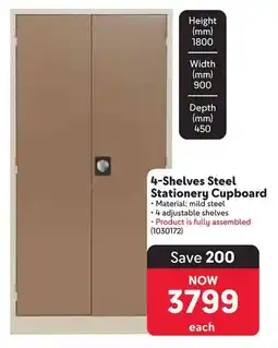 Makro 4-Shelves Steel Stationery Cupboard offer
