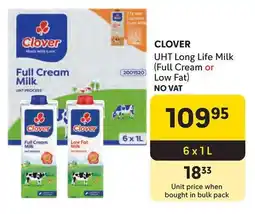 Makro Clover UHT Long Life Milk Full Cream or Low Fat offer