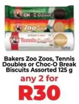 Food Lover's Market Bakers Zoo Zoos, Tennis Doubles or Choc-O Break Biscuits Assorted offer