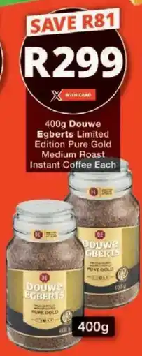 Checkers Douwe Egberts Limited Edition Pure Gold Medium Roast Instant Coffee offer