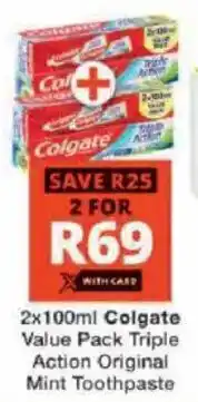 Checkers Colgate Value Pack Triple Action Original Mint Toothpaste offer