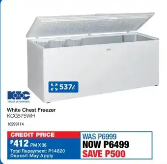 OK Furniture KIC White Chest Freezer offer