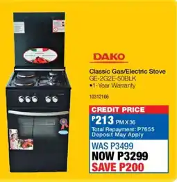 OK Furniture Dako Classic Gas/ Electric Stove offer