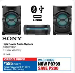 OK Furniture Sony High Power Audio System offer