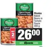 Spar Rhodes Baked Beans In Tomato Sauce-For 2 x 400g offer