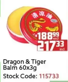 Africa Cash and Carry Dragon & Tiger Balm 60x3g offer