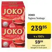 Makro Joko Tagless Teabags-4 x 100's Pack offer