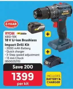 Makro RYOBI XBID-18K 18 V Li-ion Brushless Impact Drill Kit offer