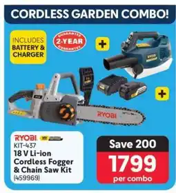 Makro RYOBI KIT-437 18 V Li-ion Cordless Fogger & Chain Saw Kit offer