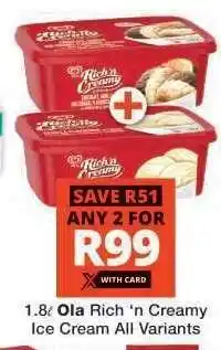Checkers OLA Rich 'n Creamy Ice Cream offer