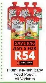 Checkers DE-LISH BABY FOOD POUCH offer