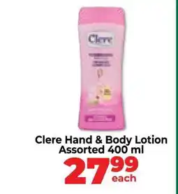 Food Lover's Market Clere Hand & Body Lotion Assorted 400 ml offer