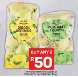 Pick n Pay PnP Golden Delicious Apples or Packham’s Triumph Pears 1.5kg offer