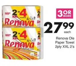 Save Hyper Renova Ole Paper Towel 2ply offer