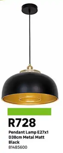 Leroy Merlin Pendant Lamp E27x1 D38cm Metal Matt Black offer